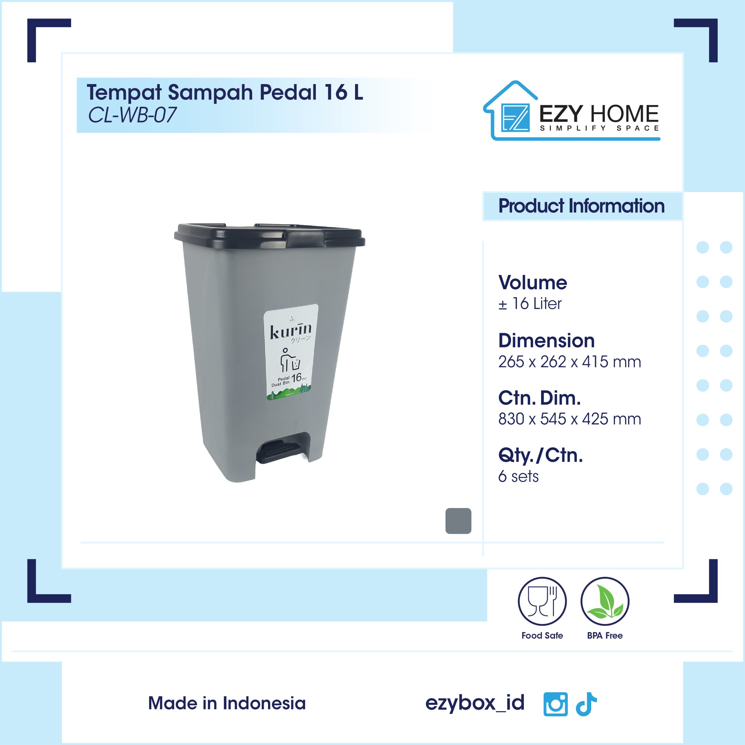 Tempat Sampah Pedal 16 L