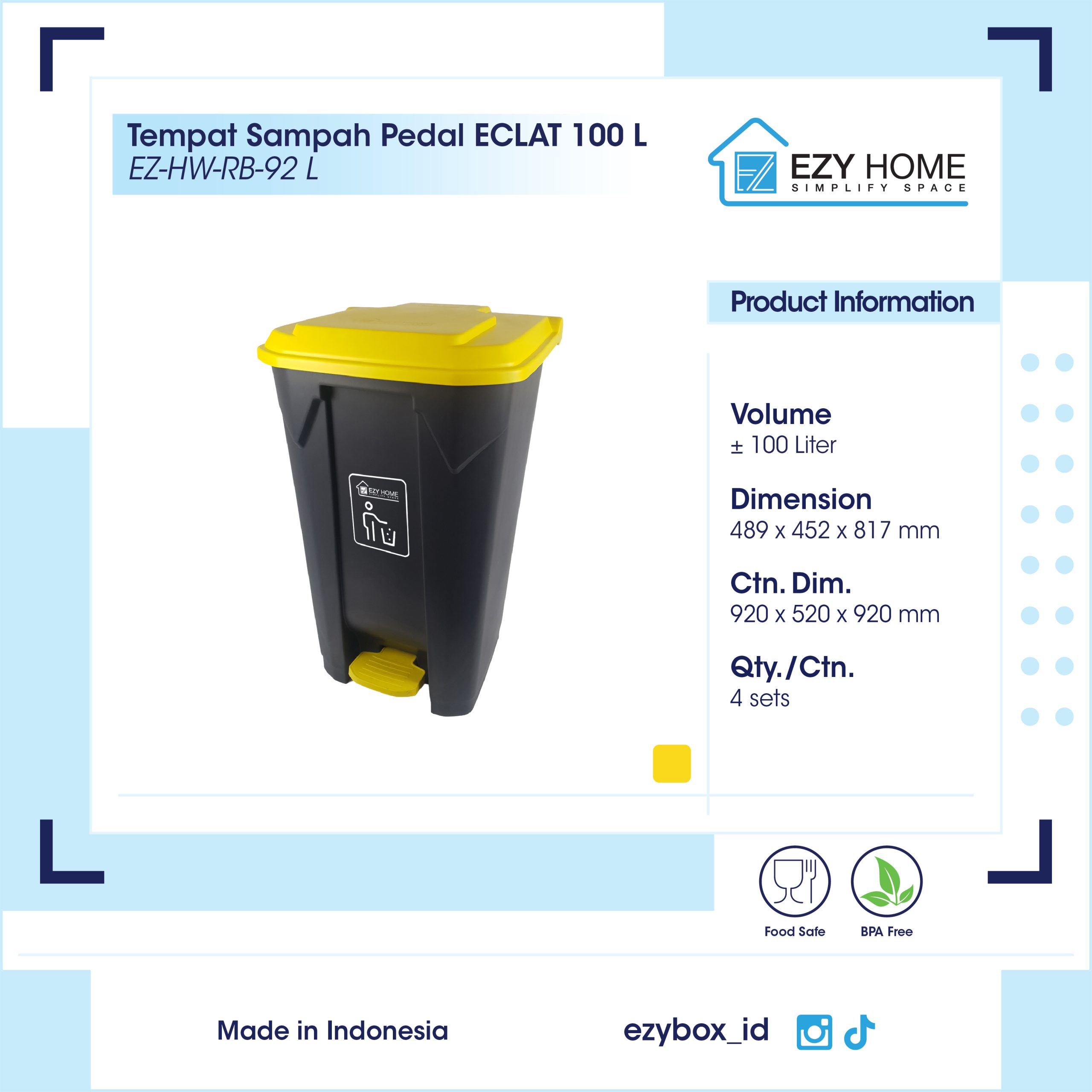 Tempat Sampah Pedal ECLAT 100 L