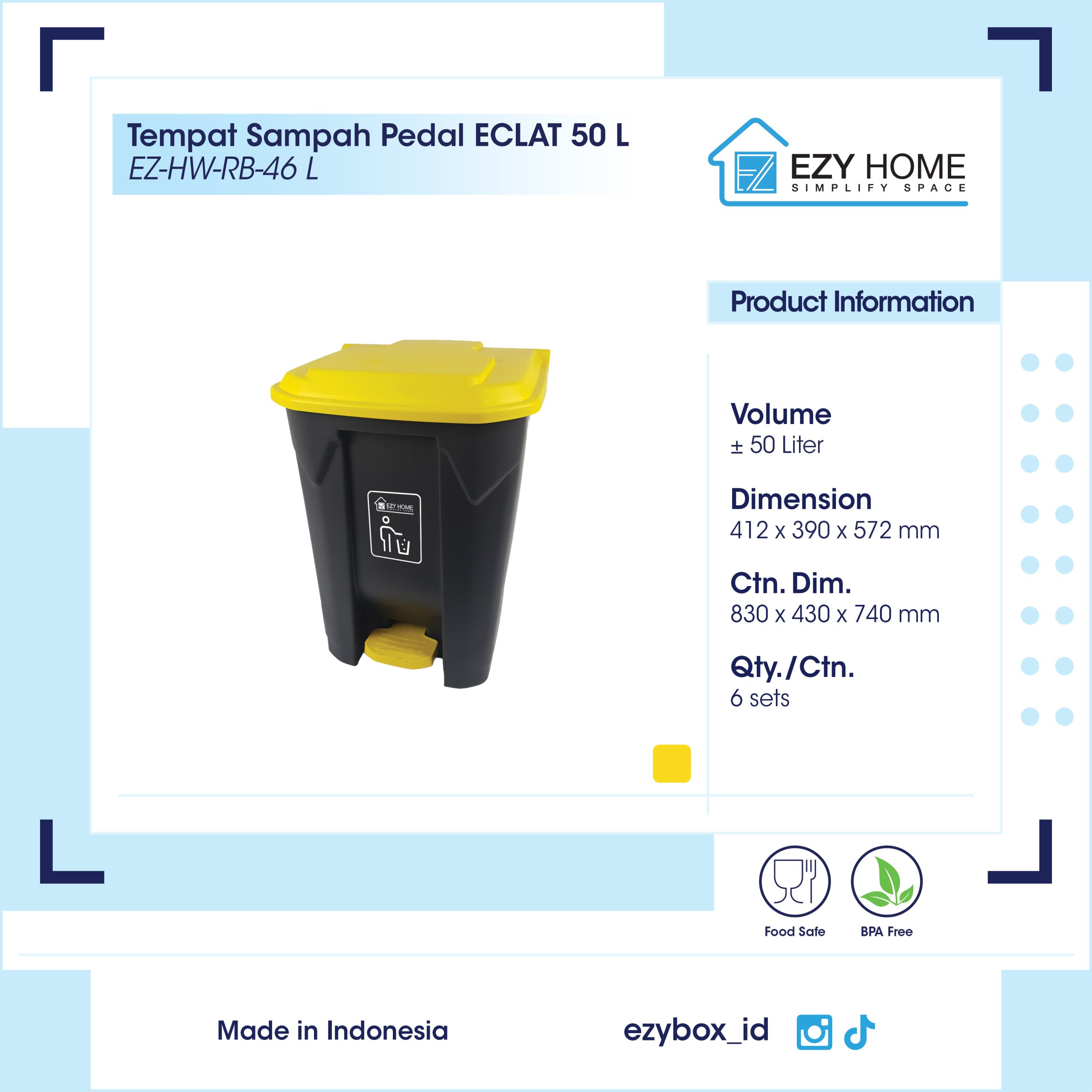 Tempat Sampah Pedal ECLAT 50 L