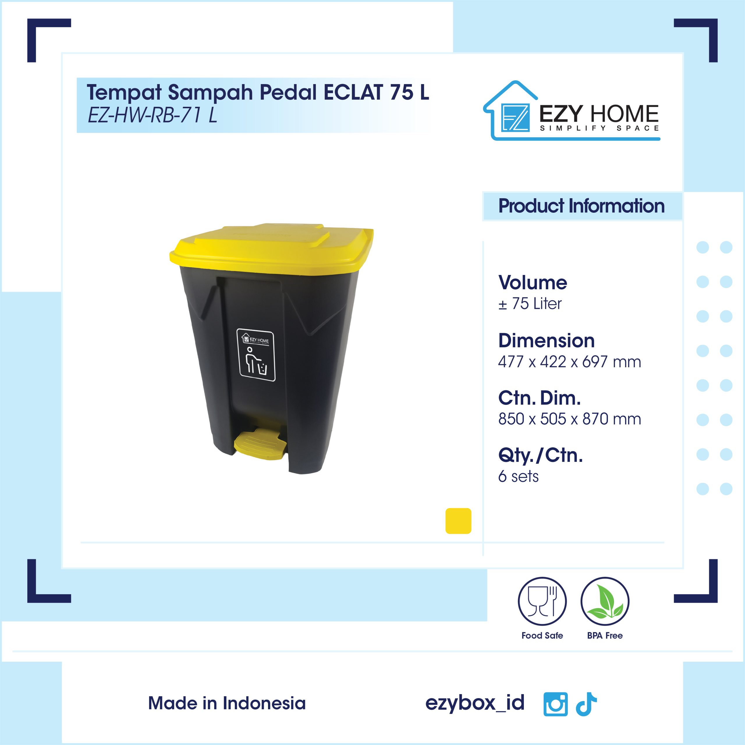 Tempat Sampah Pedal ECLAT 75 L