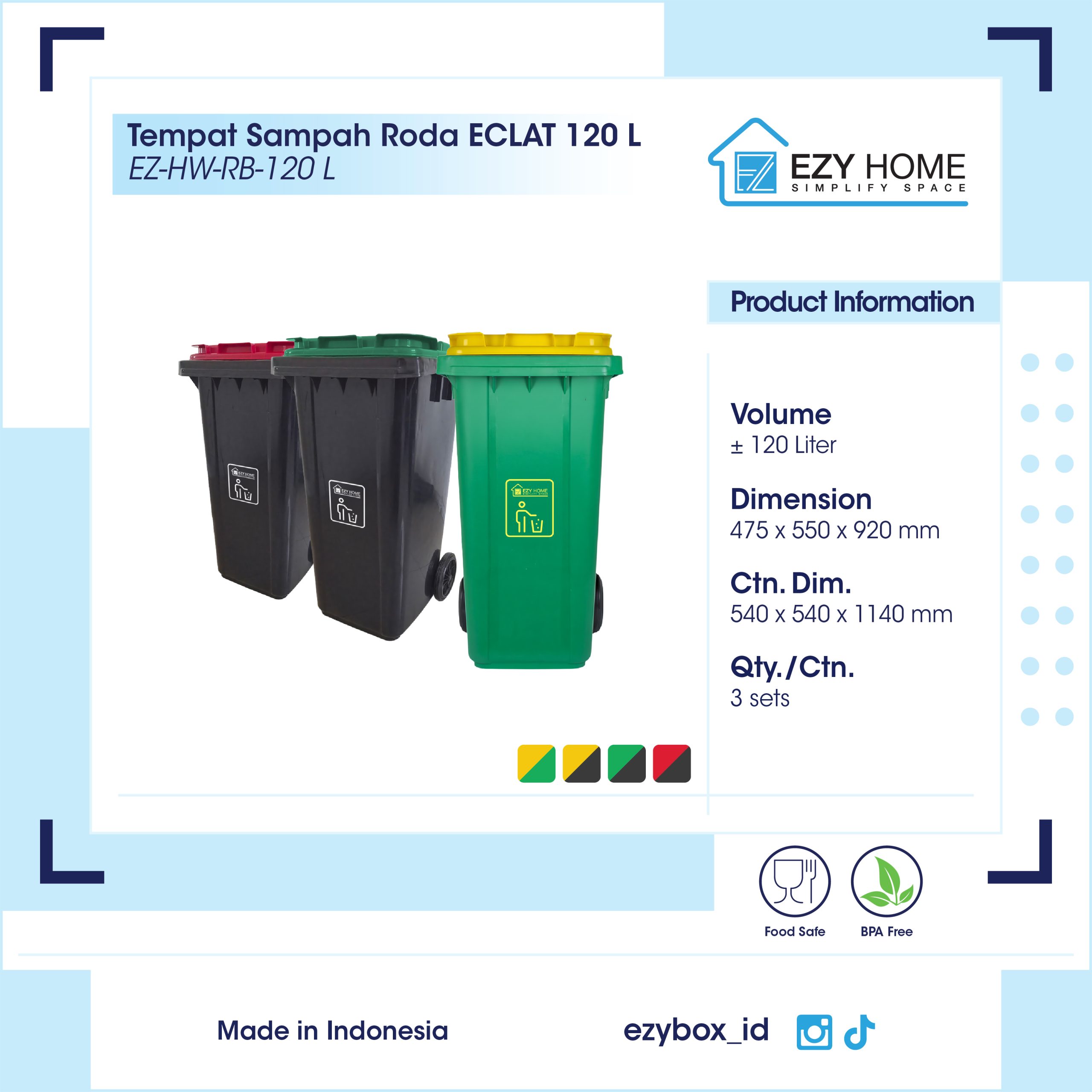 Tempat Sampah Roda ECLAT 120 L