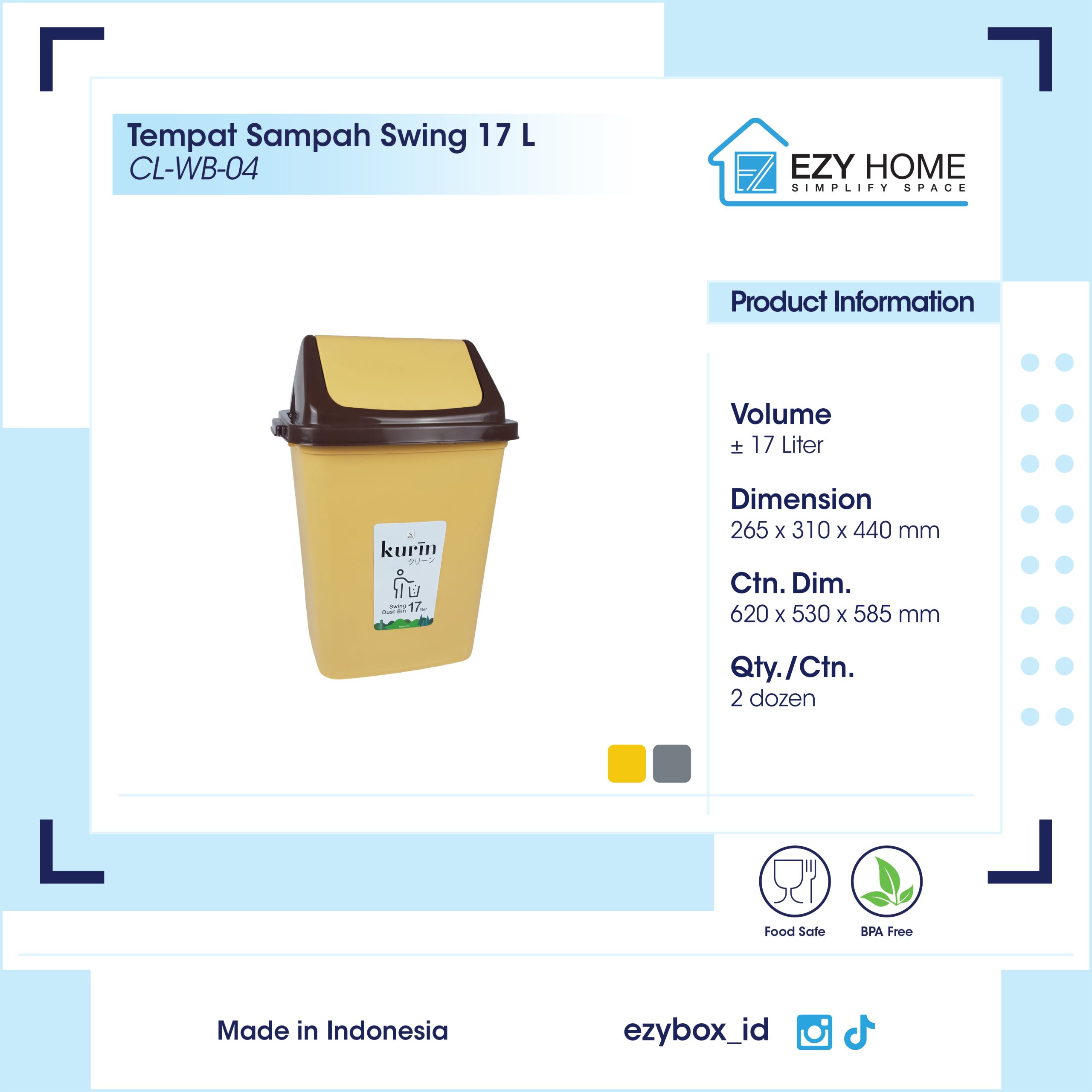 Tempat Sampah Swing 17 L