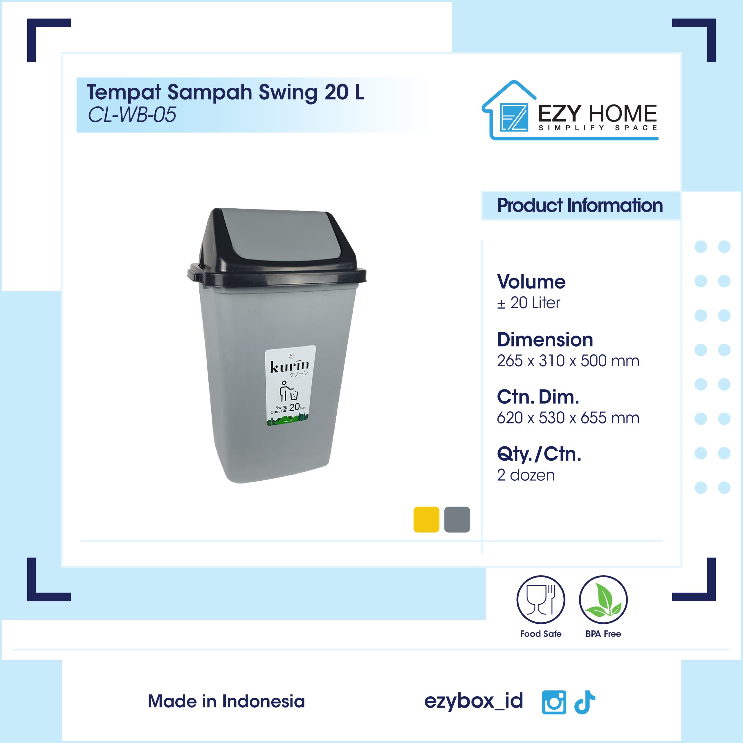 Tempat Sampah Swing 20 L